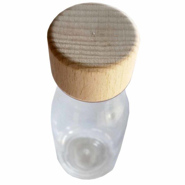 Botella sensorial vacía con tapa de bambu